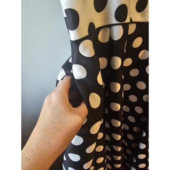 Adrianna Papell sz 12 black white polka dot halter strapless gown dress new - Picture 10 of 11